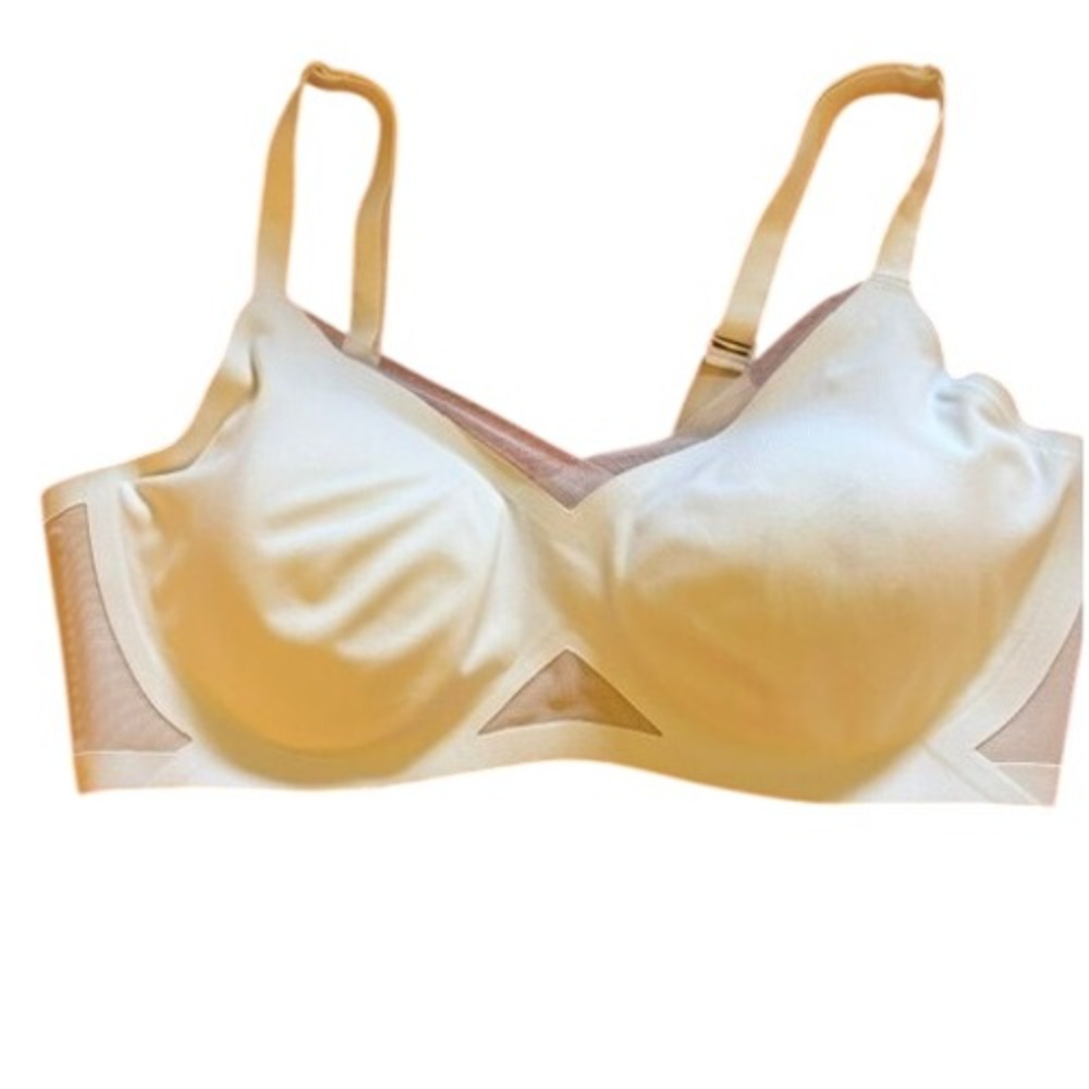 Honeylove Crossover Bra Ivory Wireless Mesh Support Bralette Size M